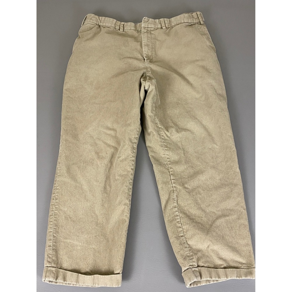 Lands End Corduroy Pants Men's Size 38x27* Beige Cotton‎ Warm Comfort *